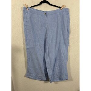 J Jill Linen Wide Leg Capri Pants Light Blue Size 3X